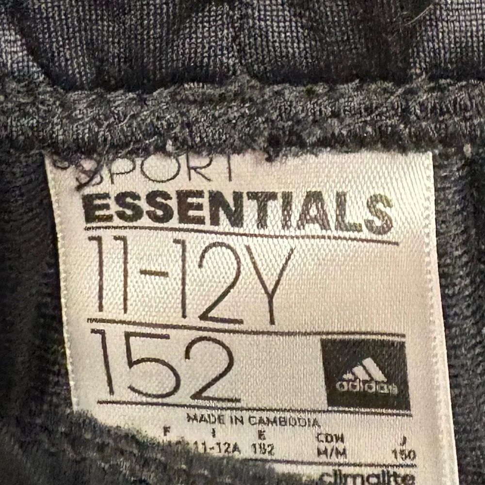 Adidas Sport Essentials Black Joggers Sweatpants White Stripes 11-12 yr Medium - Picture 3 of 5